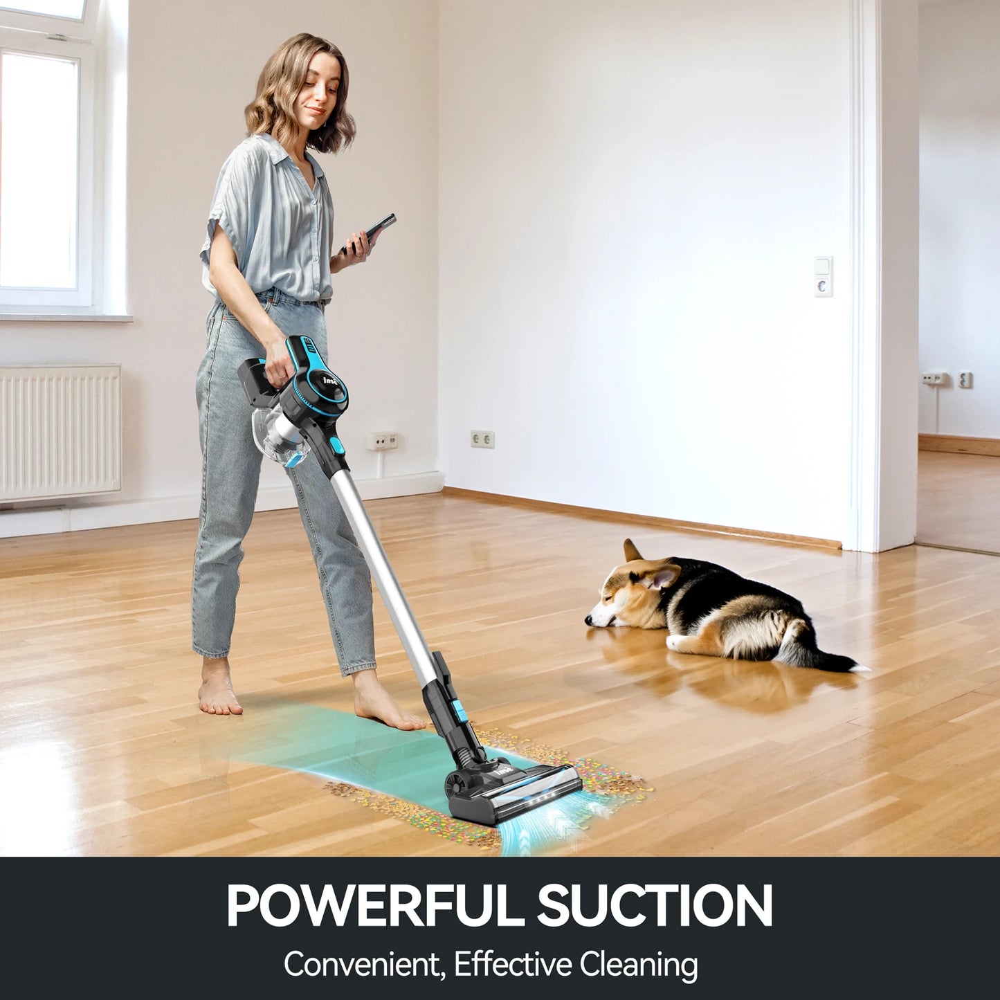 INSE N520 Cordless Vacuum Cleaner, 28Kpa 6-in-1 Rechargeable Stick Vacuum Lightweight for Carpet Hardfloor Pet Hair Home