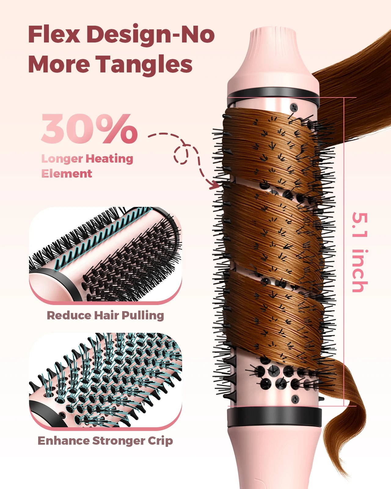 Hair Curler Ceramic Straightener Curling Hair Styling Brush Anti-Scald Thermal Brush Curl Wand Volumizing Brush Styler 100-220V
