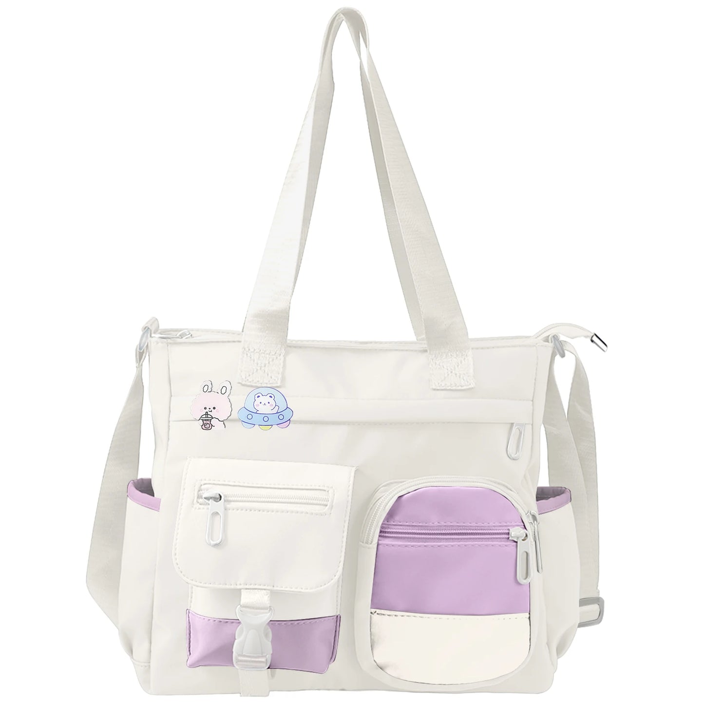 Nylon Messenger Bag Cute Shoulder Tote Bag with Multiple Pockets Large Capacity Messenger Bag for Teens Waterproof