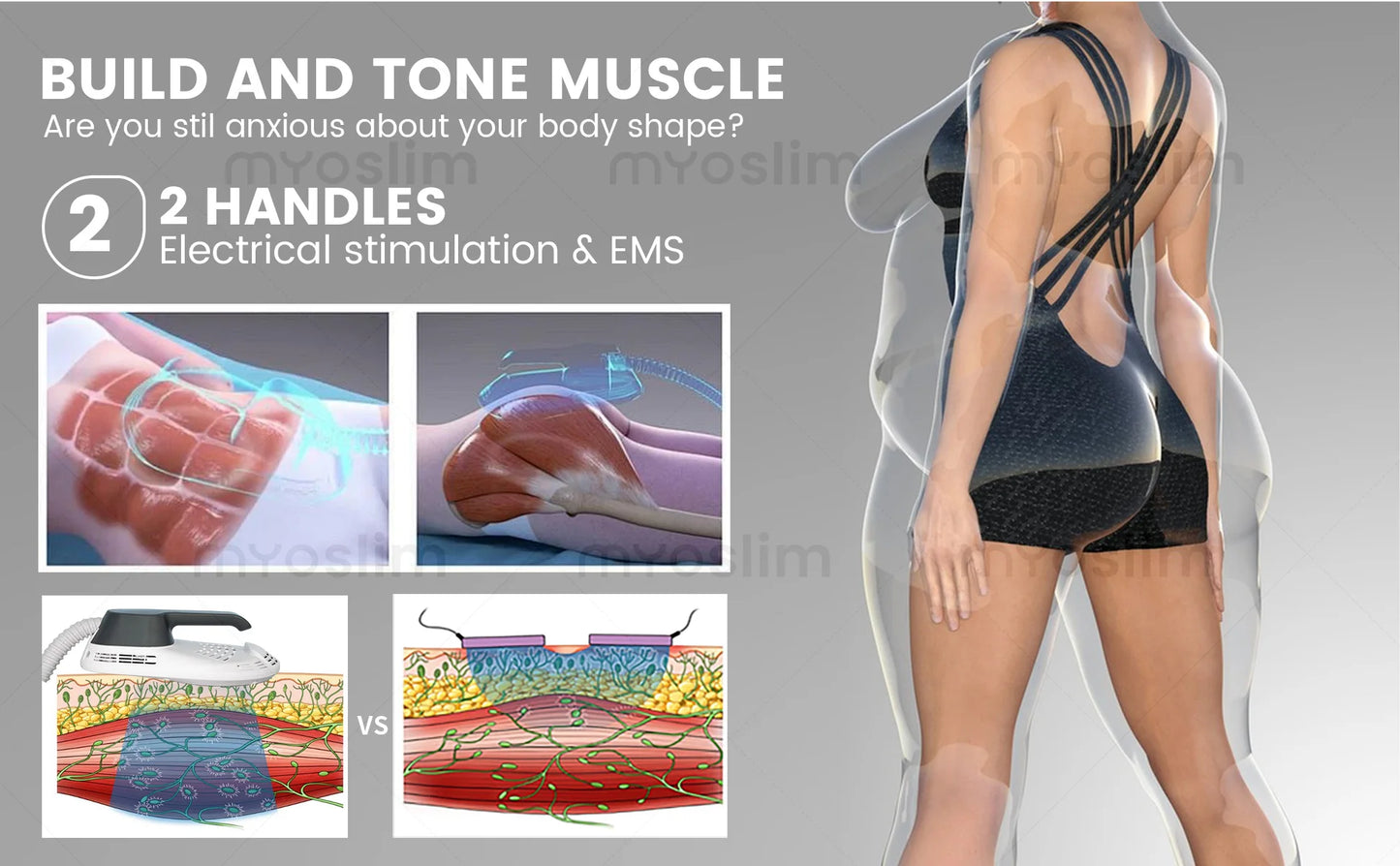 Myoslim Neo Portable EMS Machine Electromagnetic Body Slimming Muscle Stimulate Fat Removal Build Muscle.