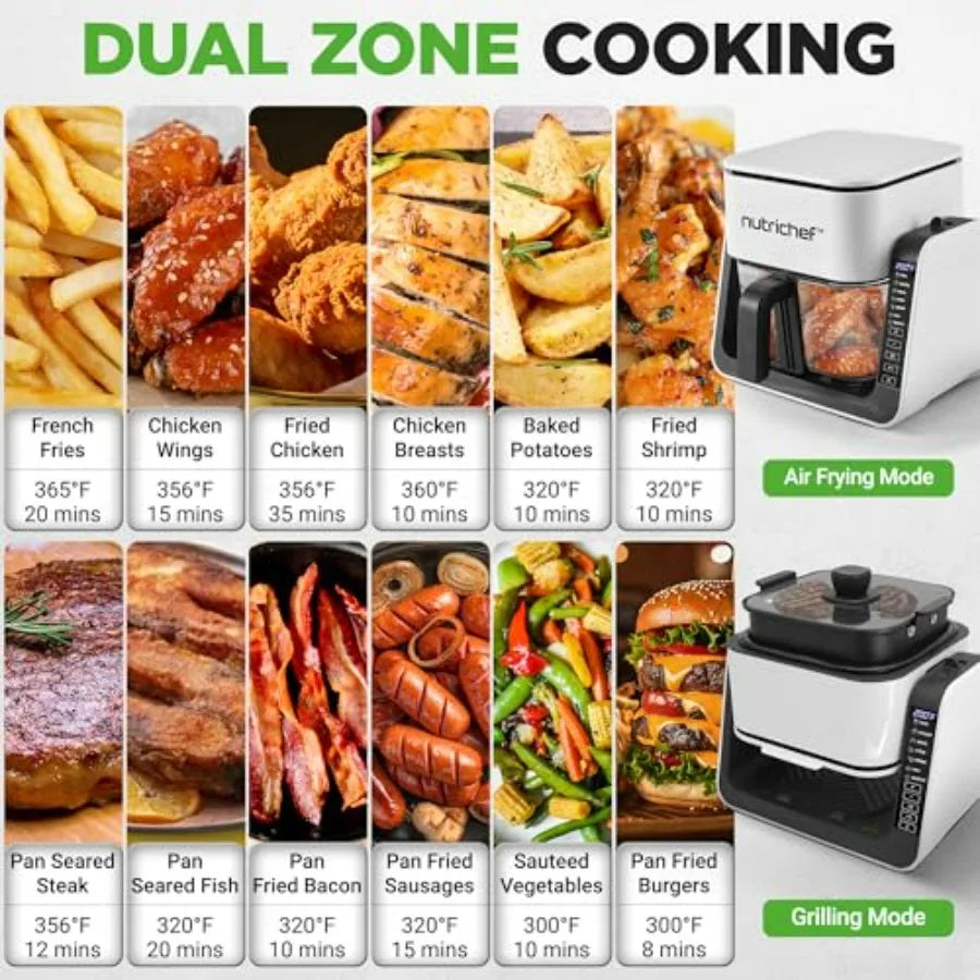 4 QT Air Fryer Grill 8-1 Preset Cook Modes Transparent Glass Fry Bowl for Best Cooking Results Cook Shrimp Steak Fries Wings Mo