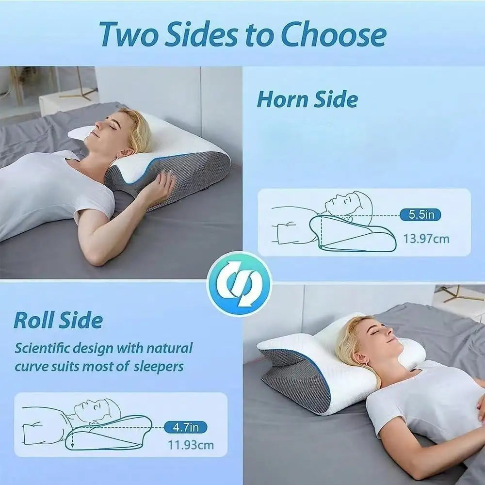 Adjustable Memory Foam Cervical Pillow, Cooling Contour Bed Pillow for Neck Support and Side Back Stomach Sleepers