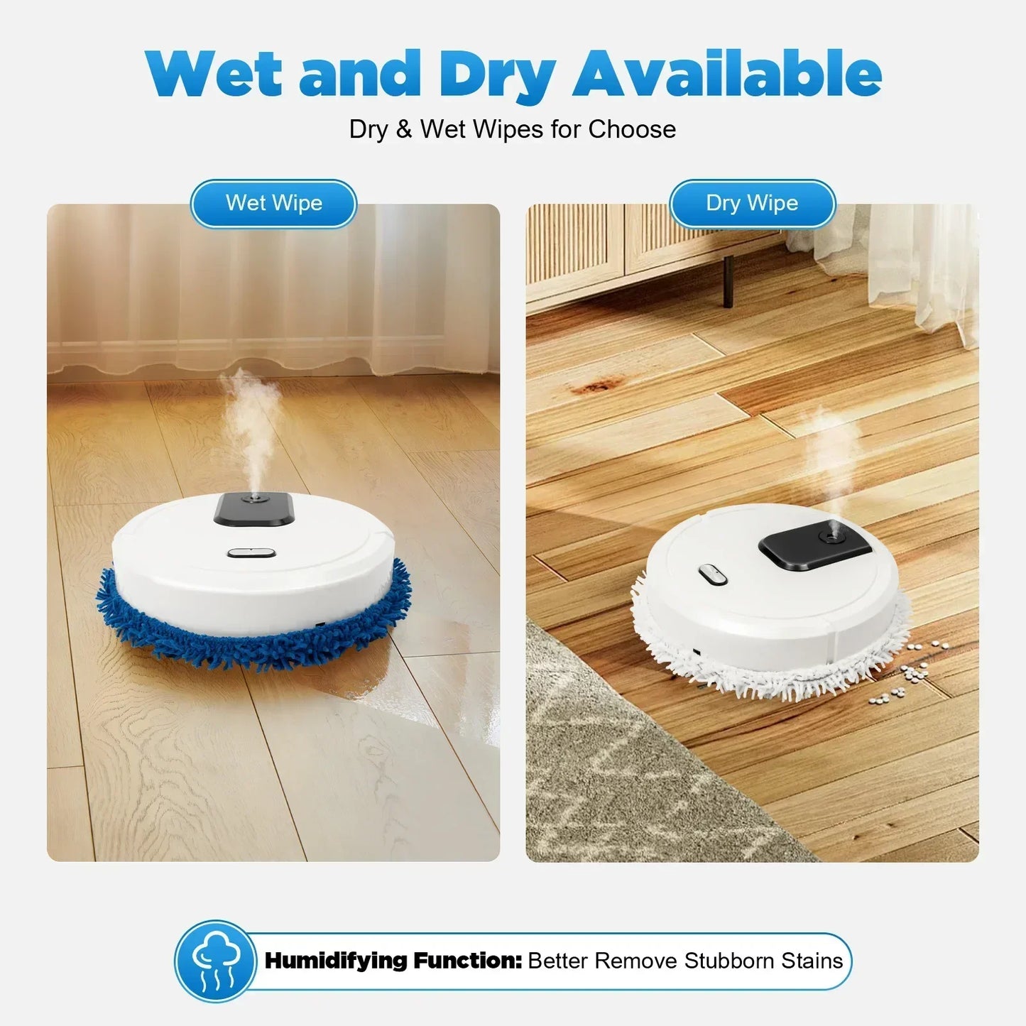 BYMAOCAR 60min Cleaning Robot Mop 360° Full-Surround Wipe Cleaner Sweeping Mopping,with Self-Emptying Base,Wet and Dry Available