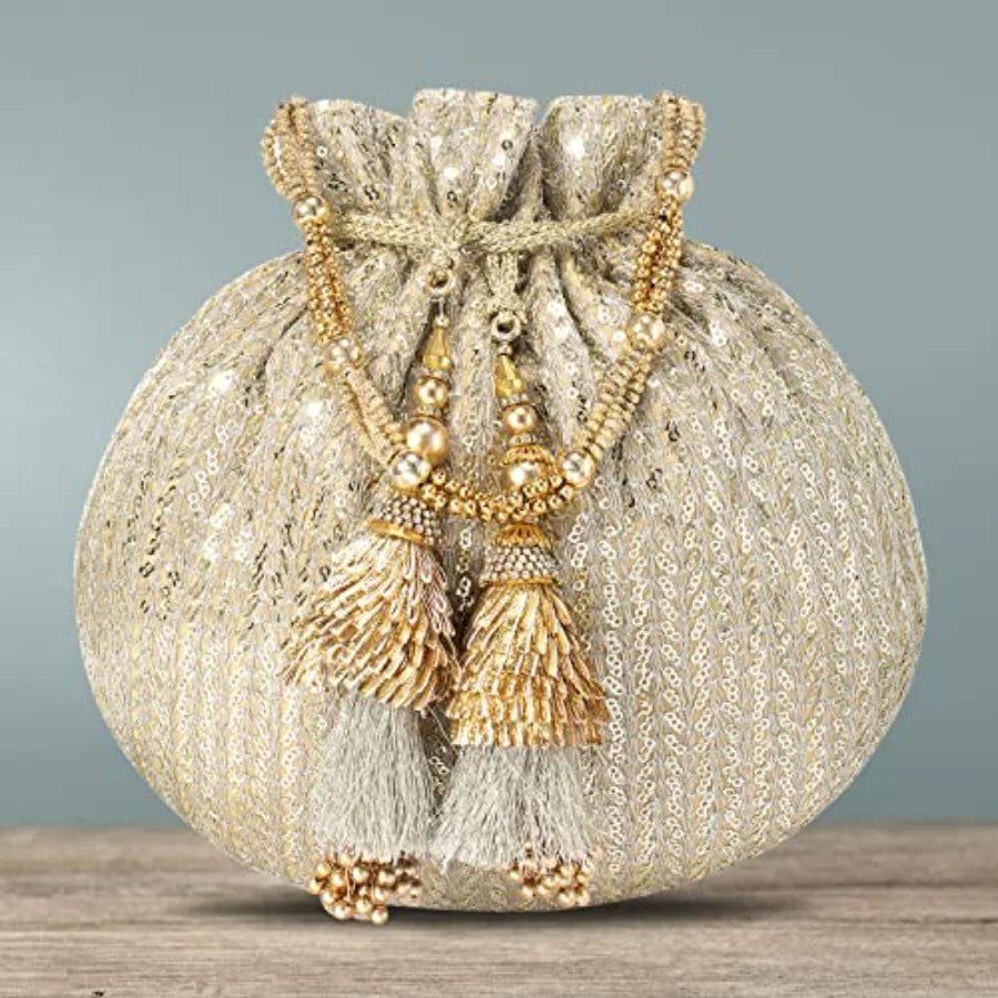 Aheli Potli Bags Gift for Women Evening Bag Clutch Ethnic Bride Purse with Drawstring