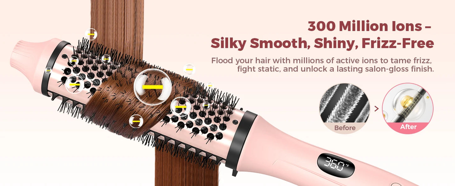 Hair Curler Ceramic Straightener Curling Hair Styling Brush Anti-Scald Thermal Brush Curl Wand Volumizing Brush Styler 100-220V