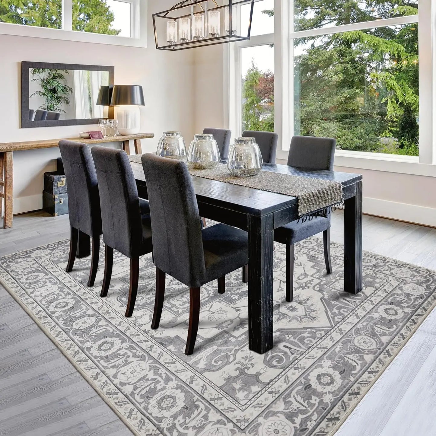 8x10 Washable Area Rug - Stain Resistant, Non-Skid Backing, Soft Low Pile for Living Room, Bedroom & Pet Friendly