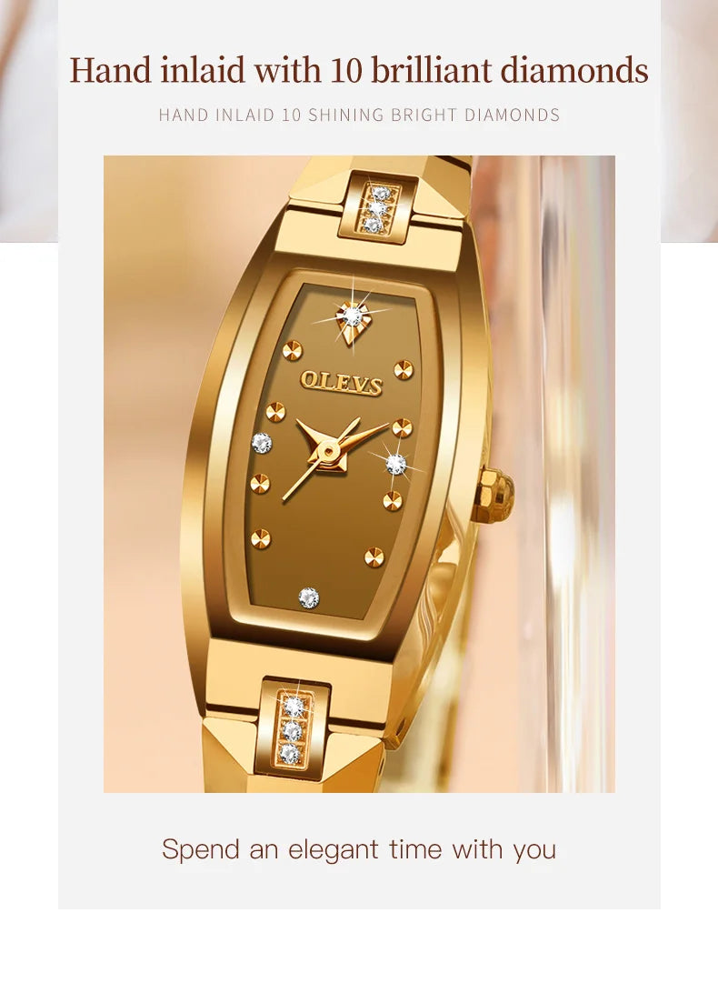 OLEVS 5501 Women Watch Fashion Tungsten Steel Brand Luxury Waterproof Watch Elegant Rose Gold Diamond Noble Women Quartz Watch