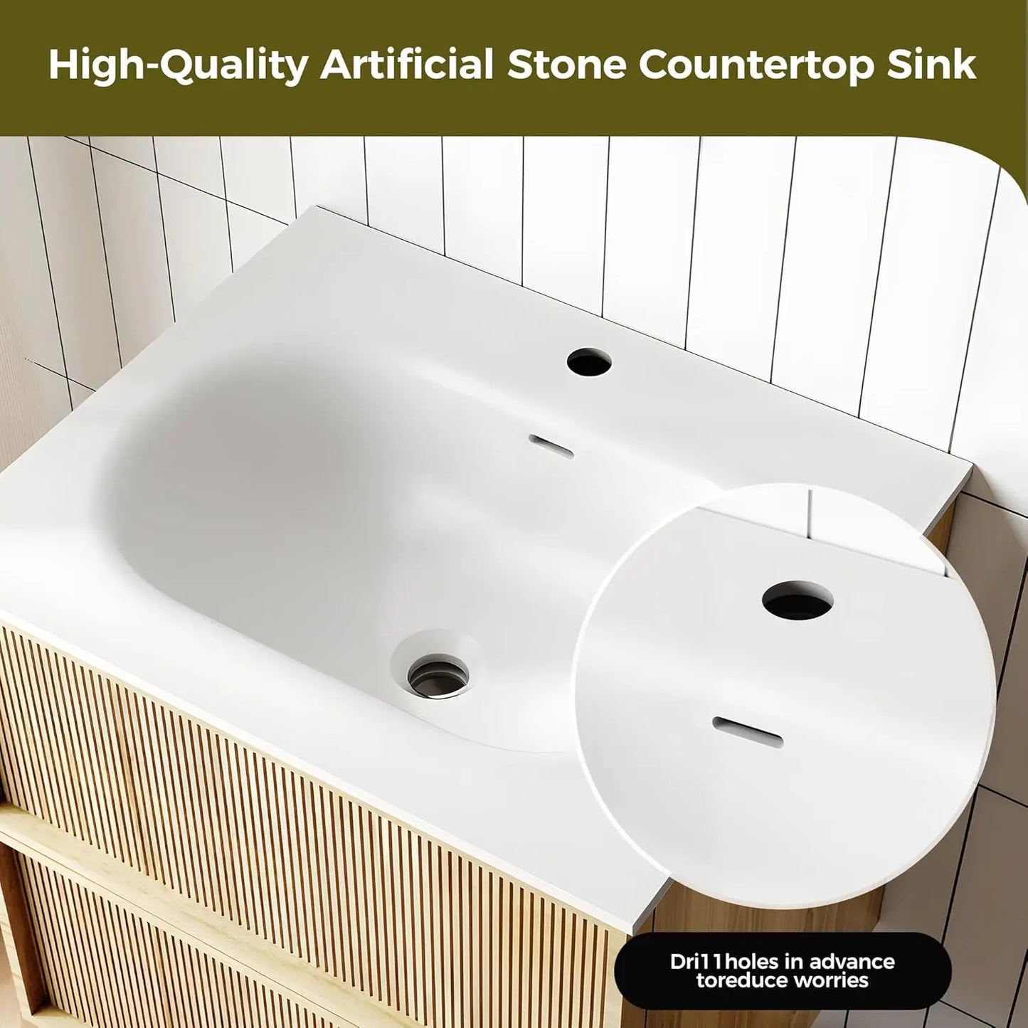 Bathroom Vanity with Sink, Wall Mounted Floating Cabinet for Bathroom, 2 Large Storage Drawers, Soft-Close System,, Customized