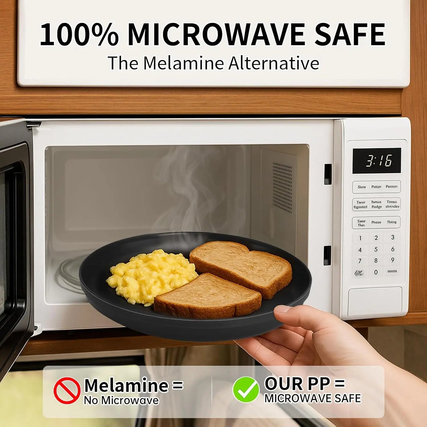 40-Piece RV Camping Dinnerware Set for 8, Microwave Safe Plates Bowls with Cutlery, Lightweight Unbreakable Plastic Dishes