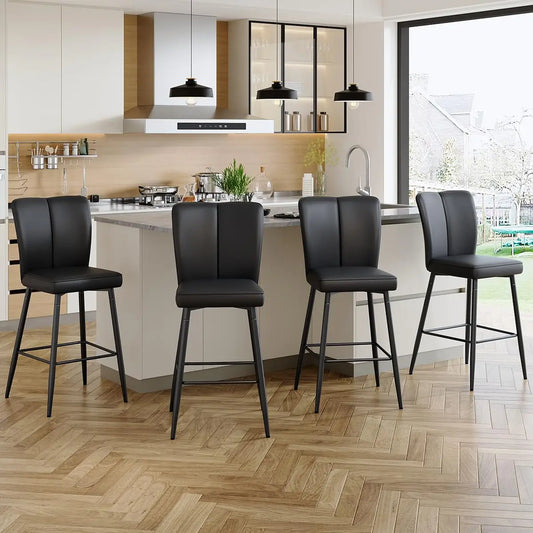 Counter Height Bar Stools Set of 4 - Kitchen Island Stools with Back,Black Barstools with Sturdy Metal Legs,Modern, Customized