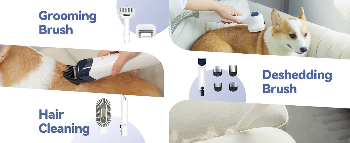 Yinole P50 Dog Grooming Vacuum, with Dog Clippers,Deshedding Grooming Tools,Cleaning Tools, 2.5L Large Cup, 12Kpa