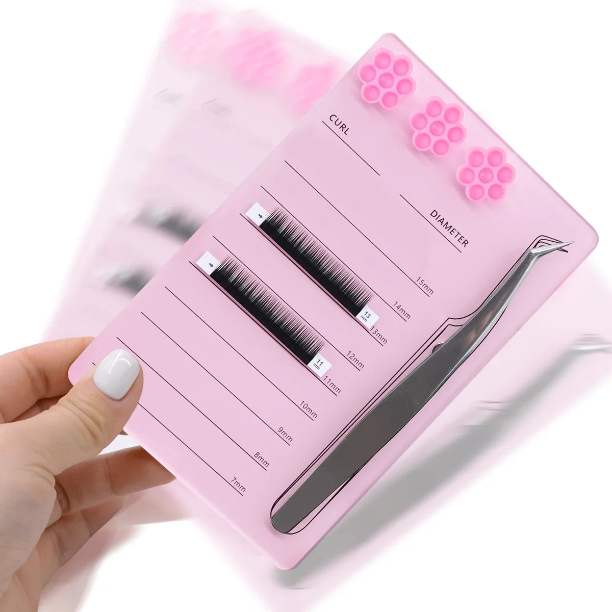 Eyelash Extension Scale Holder Wholesale Magnetic Acrylic Lash Board with Glue Pallet Cup False Eyelashes Pad Makeup Tools