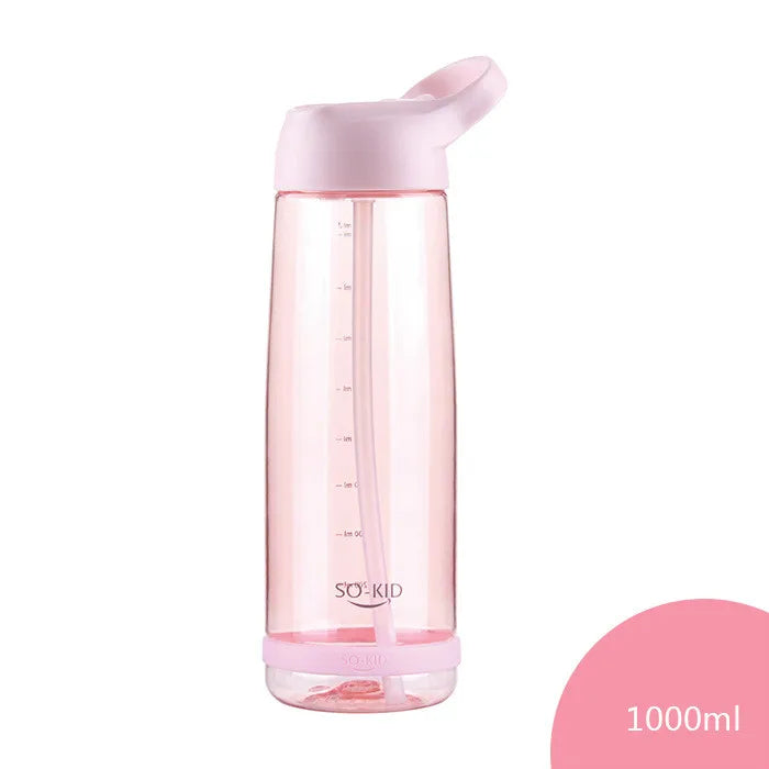 Outdoor Water Bottle with Straw Sports Bottles Leak Proof Eco-friendly Children School with Lid Hiking Camping Plastic BPA Free
