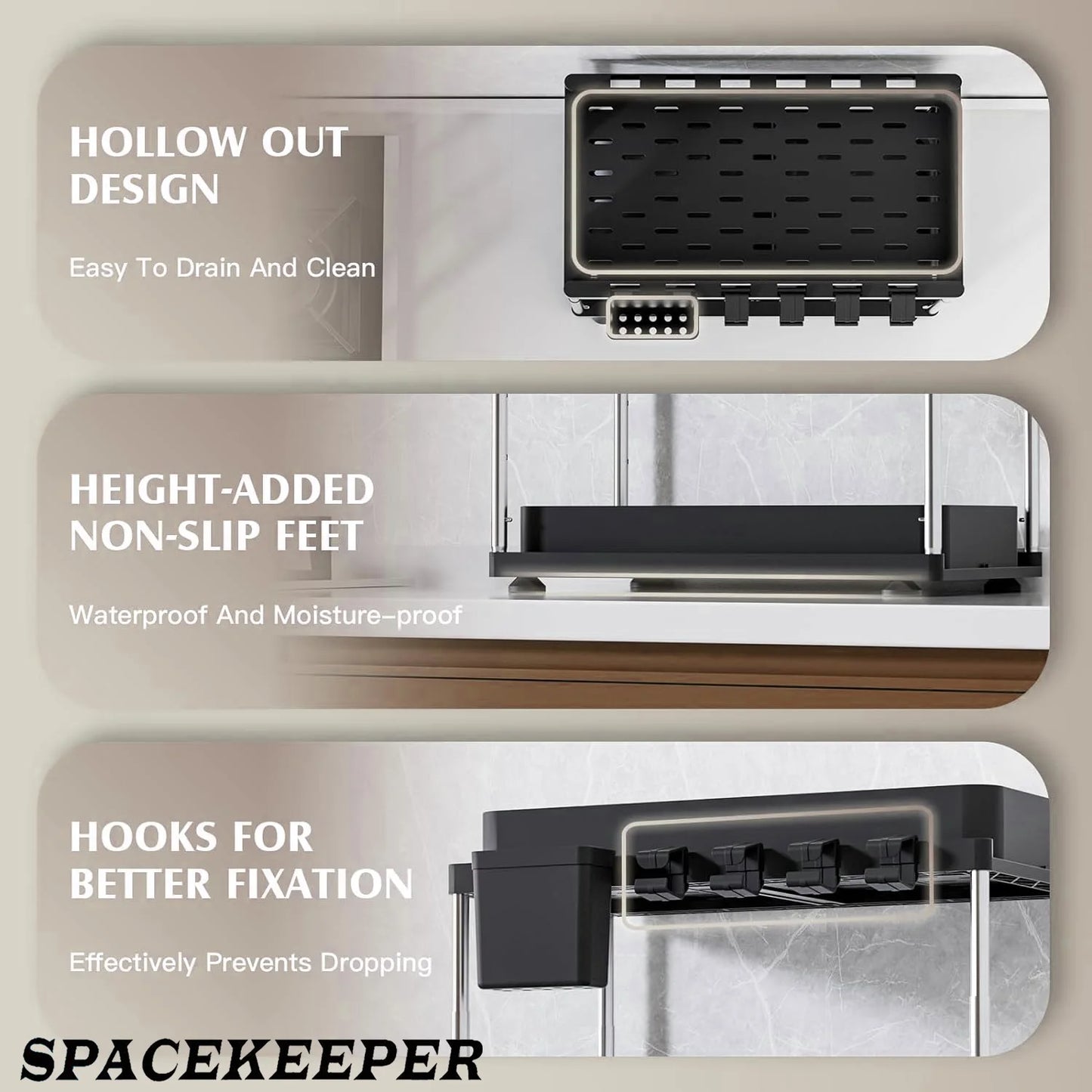 2 Pack Under Sink Organizers and Storage, 2 Tier Height Adjustable Countertop Organizer for Kitchen Bathroom Laundry