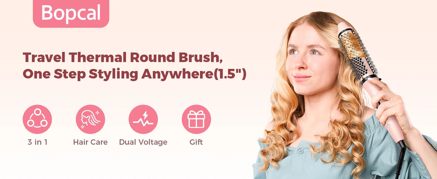 Hair Curler Ceramic Straightener Curling Hair Styling Brush Anti-Scald Thermal Brush Curl Wand Volumizing Brush Styler 100-220V