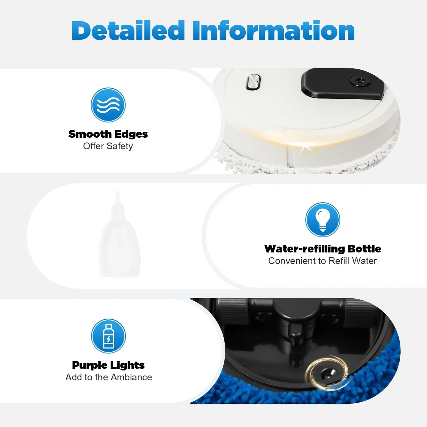 BYMAOCAR 60min Cleaning Robot Mop 360° Full-Surround Wipe Cleaner Sweeping Mopping,with Self-Emptying Base,Wet and Dry Available