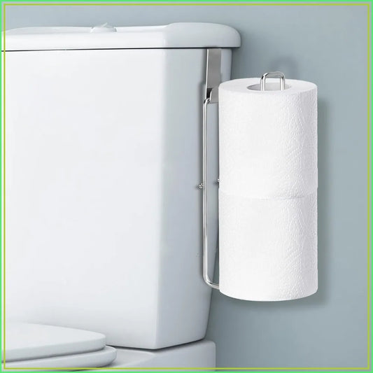 Bathroom Toilet Paper Holder with Storage, Wall Mount or Over Tank, Holds 2 Mega Rolls, Stainless Steel, Silver