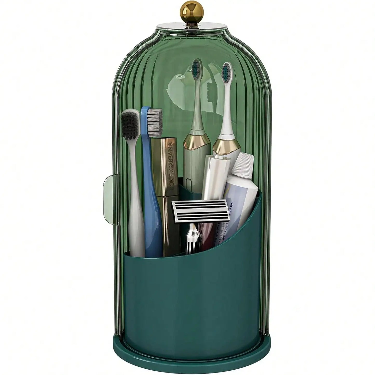 Dustproof Toothbrush Holders with Cover, Rotating Electric Toothbrush and Toothpaste Holder for Bathroom Countertop