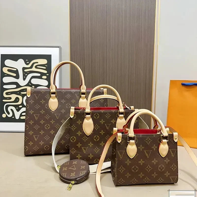 2026 Classic Top New Onthego Designer Tote Bag Classic Presbyopia Shopping Bag AB Face Women's Bag One Shoulder Crossbody Handba