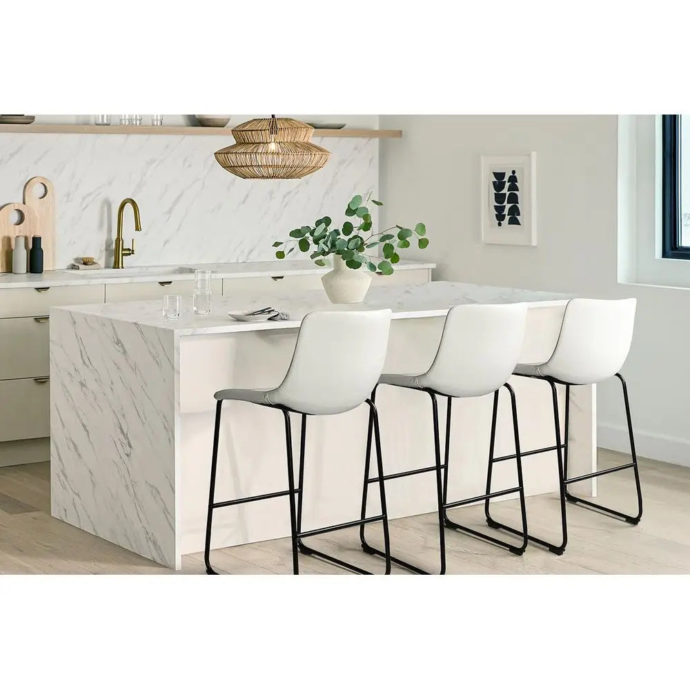 Counter Height Bar Stools Set of 4,26 inch Barstools with Back,Faux Leather Counter Stools for Kitchen Island,Modern Bar Chairs