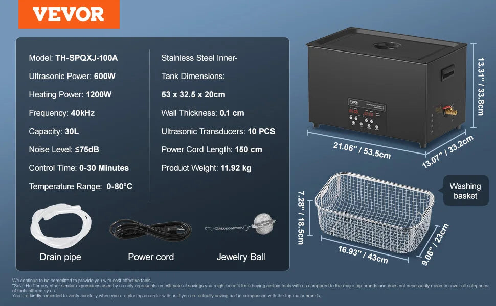 SucceBuy 2-30L Ultrasonic Cleaner Digital Ultrasound Cleaning Machine with Upgraded Degassing and Gentle Mode for Jewelry Glass