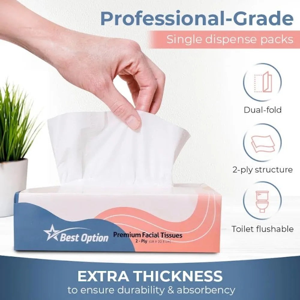Soft 2-Ply Facial Tissue, White, 230-Count Box for Bathroom, Office, School, Bulk Pack of 12