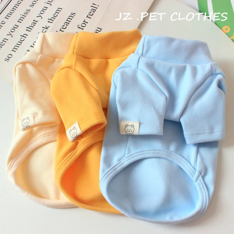 Warm Puppy Base Shirt Pet Solid Color T-shirt Autumn Winter Cute Puppy Clothes For Small Dogs Thai Teddy & Cats Cozy Pet Apparel