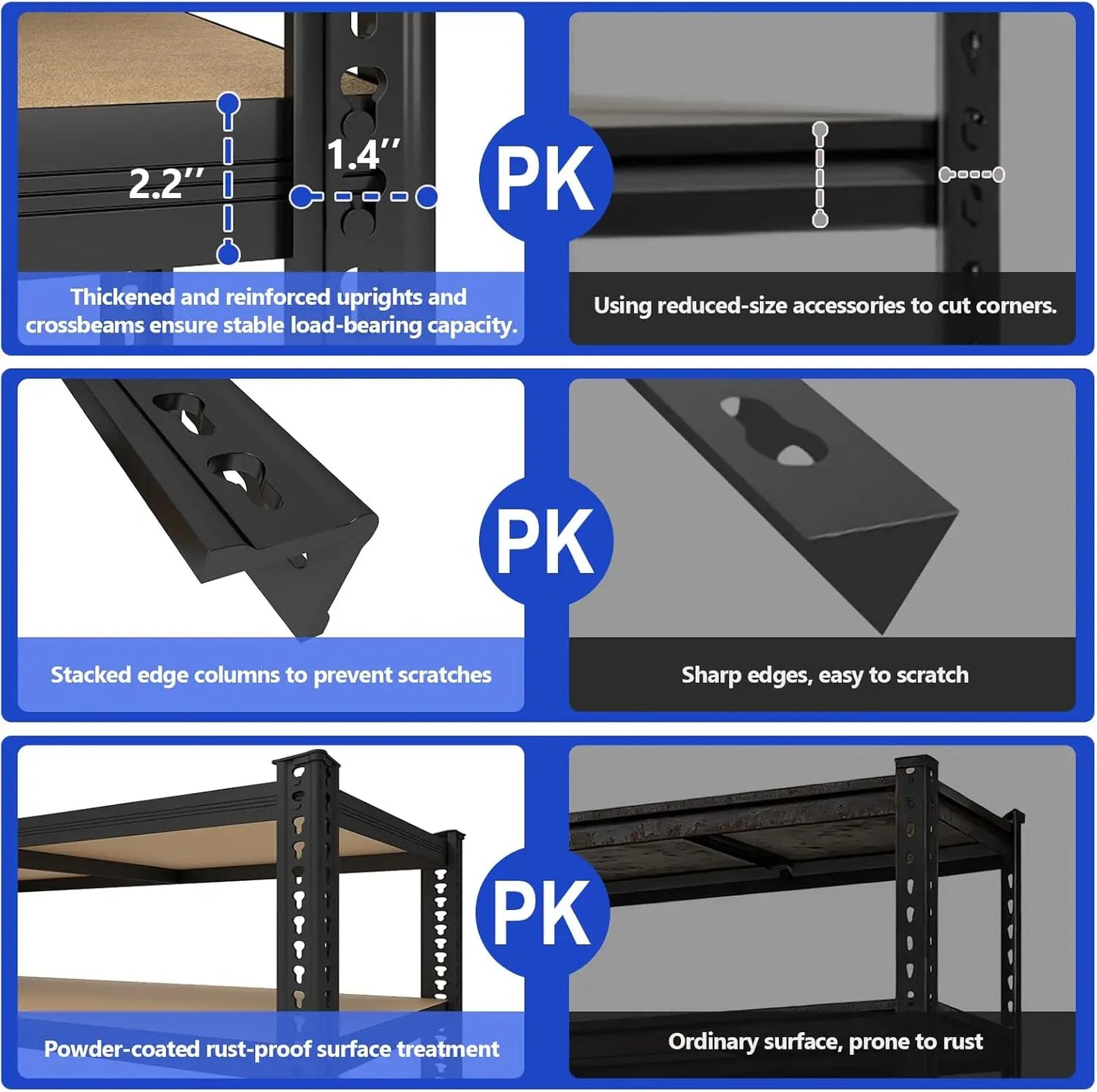 78'' H Heavy Duty Garage Storage Shelves 2200 LBS Metal Shelving Units Adjustable Storage Rack for Basement Warehouse Pantry Clo