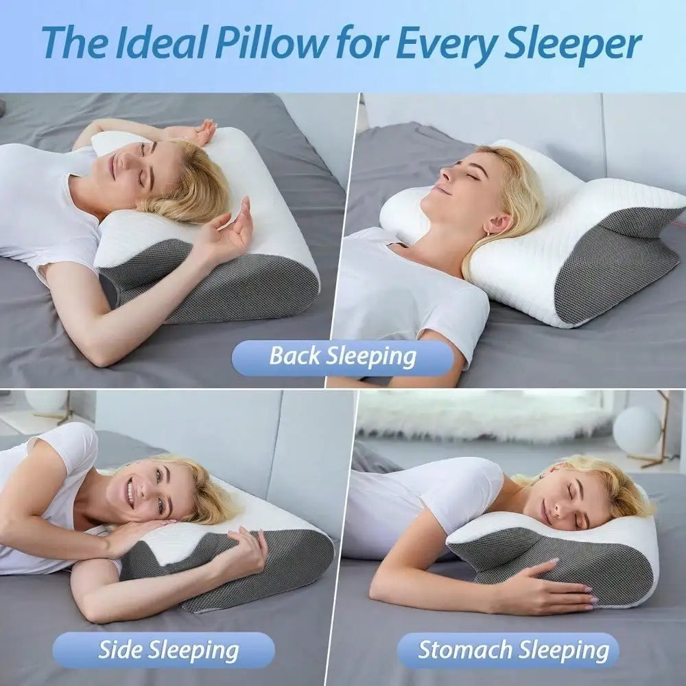 Adjustable Memory Foam Cervical Pillow, Cooling Contour Bed Pillow for Neck Support and Side Back Stomach Sleepers