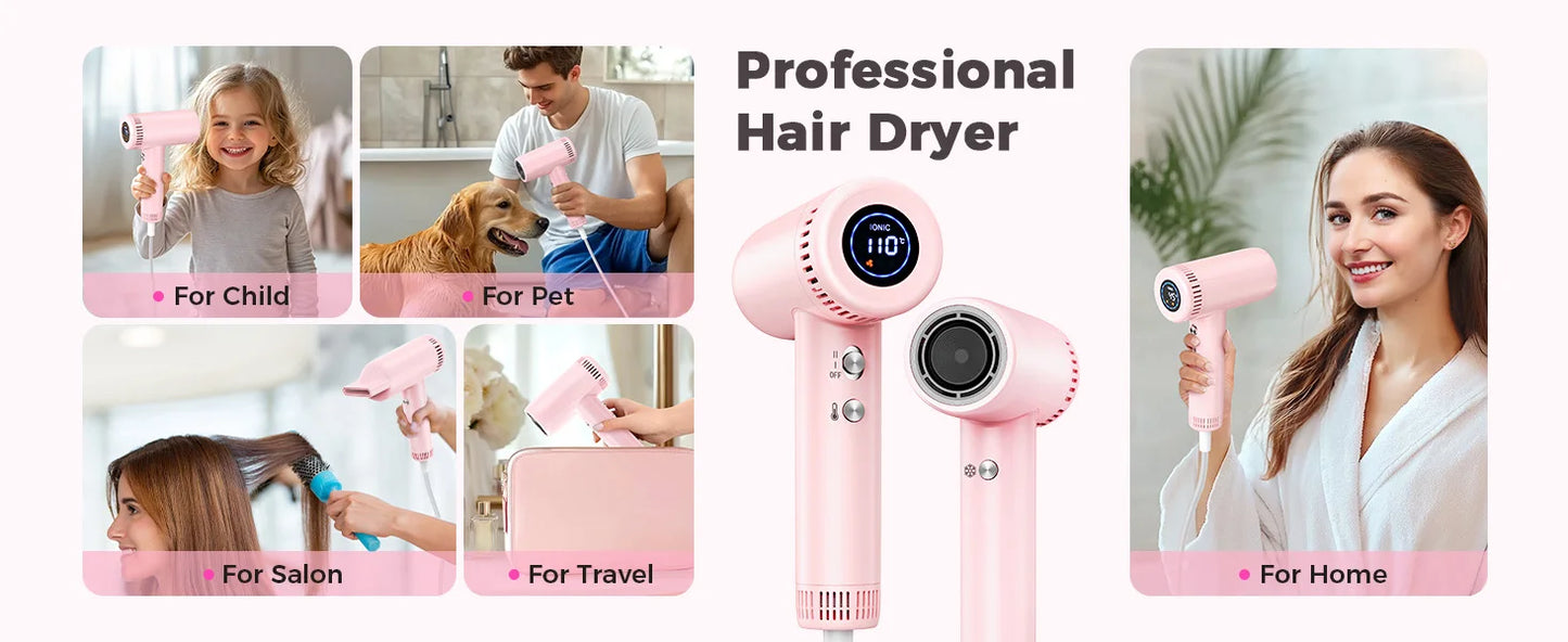 High Speed Rear-intake Hair Dryer 160000RPM Brushless Cold Hot Silent Home Hair Dryer 500 Million Negative Ion Fast Dry Blower