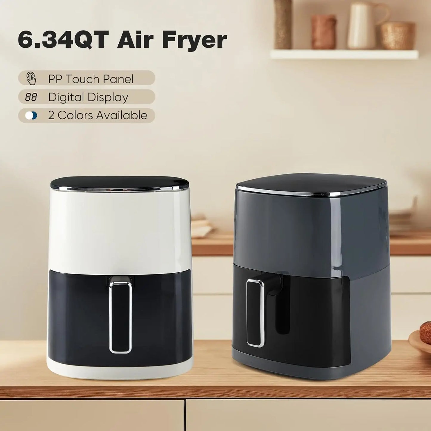 Air Fryer 6 Quart with Window Square Air Fryer 12-in-1 Air Fry, Roast, Reheat, Dehydrate, Bake, Steam, Fries, Custard, Chicke