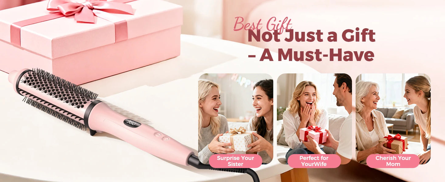 Hair Curler Ceramic Straightener Curling Hair Styling Brush Anti-Scald Thermal Brush Curl Wand Volumizing Brush Styler 100-220V