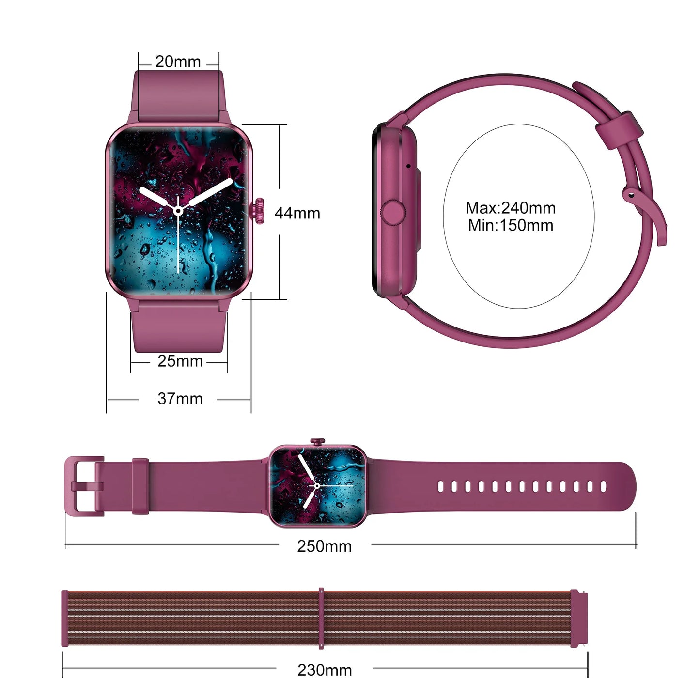 IOWODO R50 Waterproof Smart Watch 1.85'' HD Screen BT Calls SpO2 Heart Rate Monitor Men Women Smartwatch with 100 Workout Modes