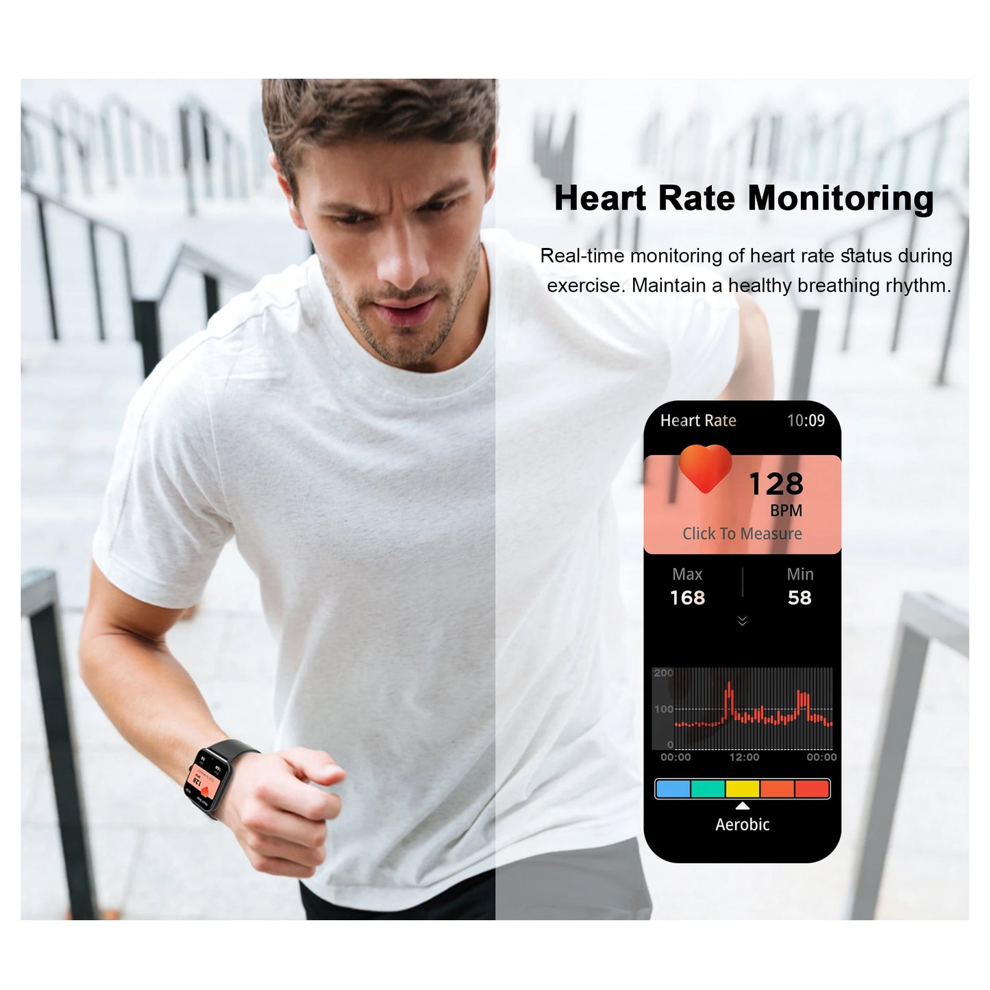 IOWODO R50 Waterproof Smart Watch 1.85'' HD Screen BT Calls SpO2 Heart Rate Monitor Men Women Smartwatch with 100 Workout Modes