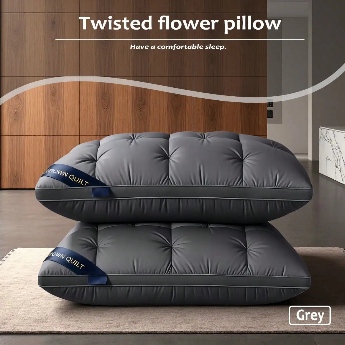 Queen Pillows Set of 2, Down Alternative Microfiber Filled Bed Pillows for Side, Stomach and Back Sleepers, Mother’s Day Gift