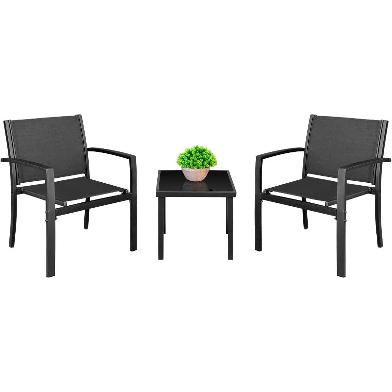 Homall Patio Dining Set 7 Pieces Outdoor Furniture with Large Table and 6 Textilene Chairs for Porch, Poolside, Yard and Garden