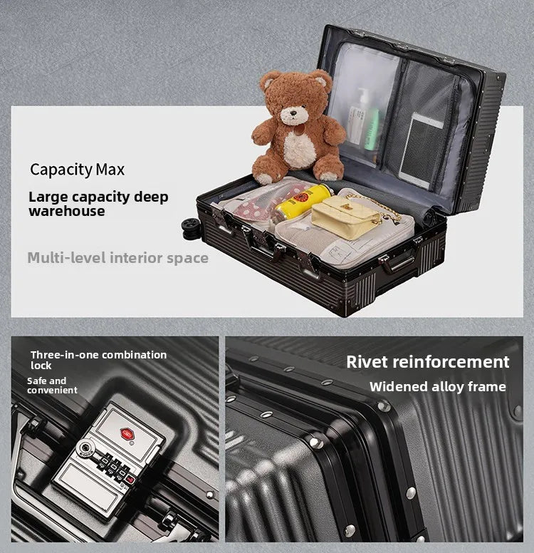 2-Pieces set luggage,20+26 inches in size,a hard-shell suitcase with 108 rivets, , featuring silent all-terrain wheels, a cup holde