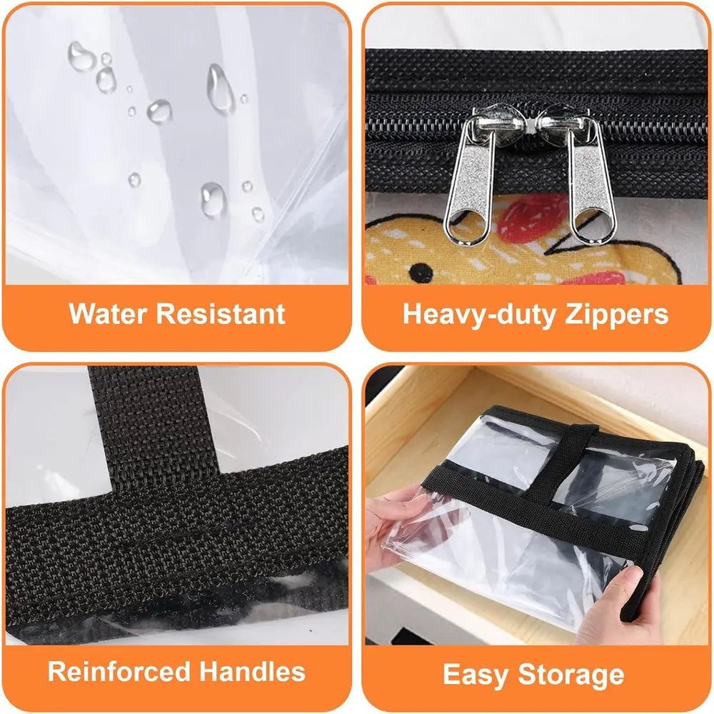 Clear Storage Bags, 4 Pack Under Bed Storage and Closet Organizers Containers, Heavy-Duty Moving Bags with Zippers, 40L