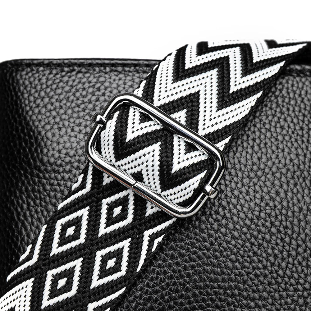 Genuine Leather Shoulder Bag Soft Trendy Crossbody Bag with Guitar Strap Vintage Bucket Bag Satchel Purse for Women
