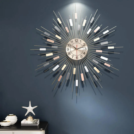 24" Silent Round Wall Clock, Modern Metal Decorative Clock for Living Room Bedroom Office