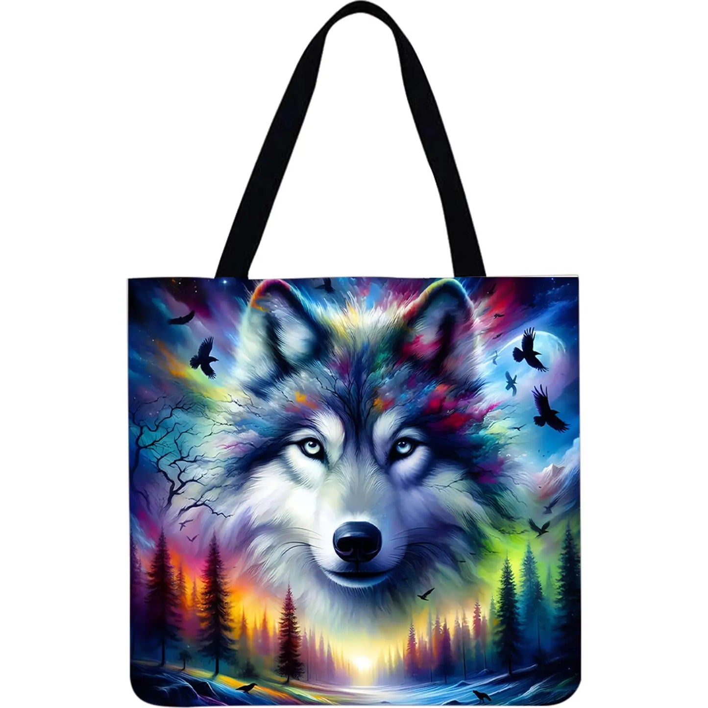 4pcs Wolf Large Capacity Linen Tote Bag