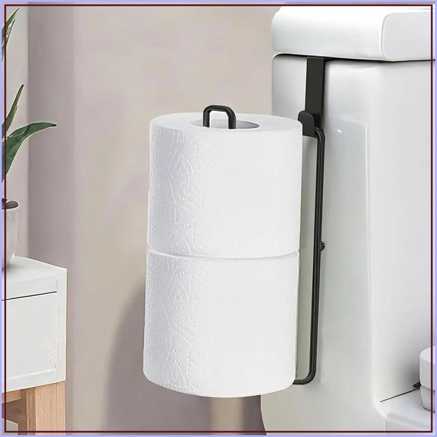 Matte Black Toilet Paper Holder Wall Mount, Holds 2 Rolls, Over Tank Storage, Bathroom Organizer, Space Saving, 1Pc