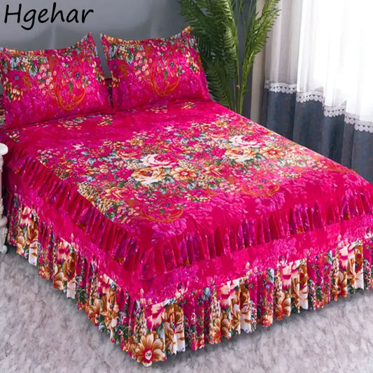 Bedroom Flat Sheets Bed Printed Fashion Modern Queen King Size Washed Cotton Comfortable Bedding Mattress Cover Bedspread New