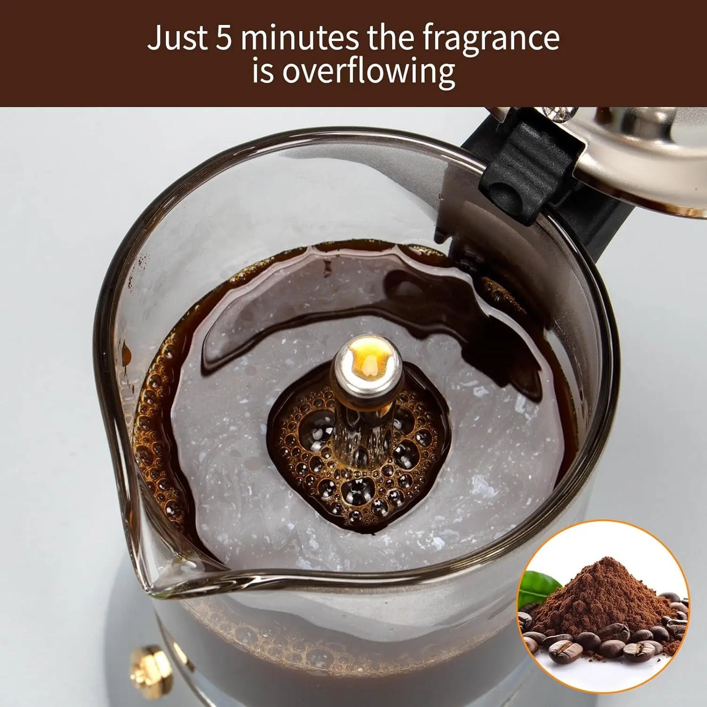 Stovetop Espresso Maker, 6Cup 240ml Classic Moka Pot, Crystal Glass-top & StainlSteel Coffee Maker Mocha Pot, Greca De Cafe