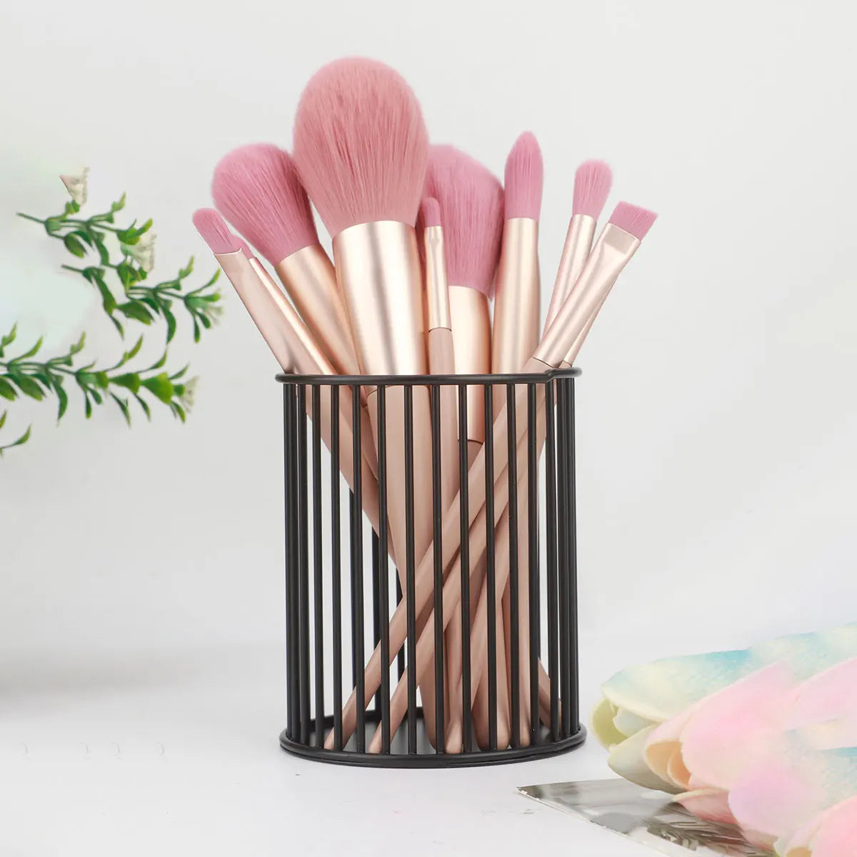 1 metal iron makeup brush storage bucket/office stationery storage basket/stainless steel multi-function storage box