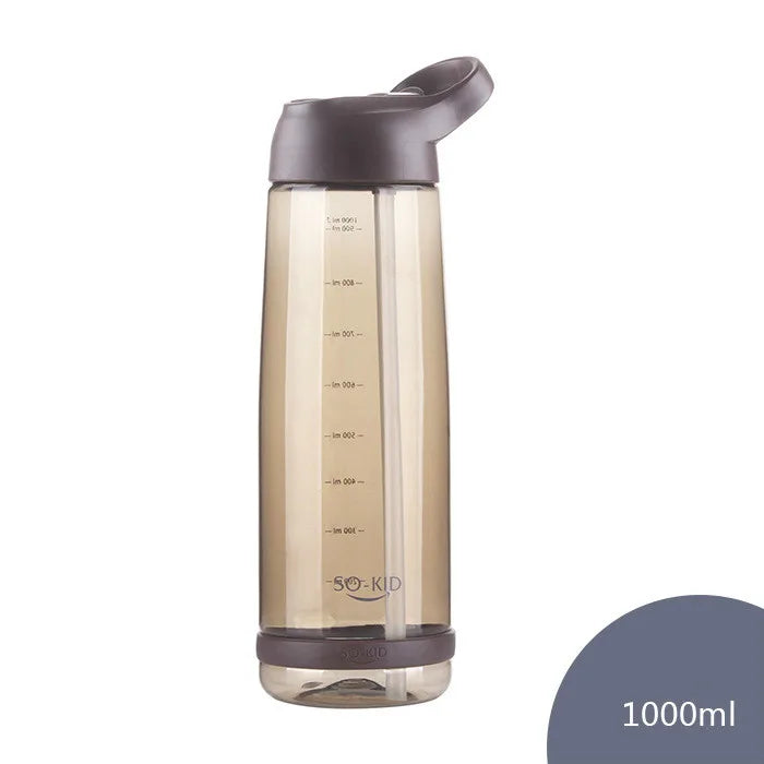 Outdoor Water Bottle with Straw Sports Bottles Leak Proof Eco-friendly Children School with Lid Hiking Camping Plastic BPA Free
