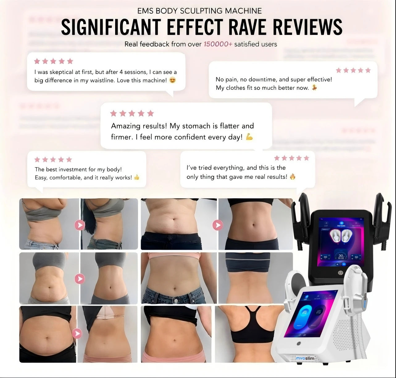 Myoslim Neo Portable EMS Machine Electromagnetic Body Slimming Muscle Stimulate Fat Removal Build Muscle.