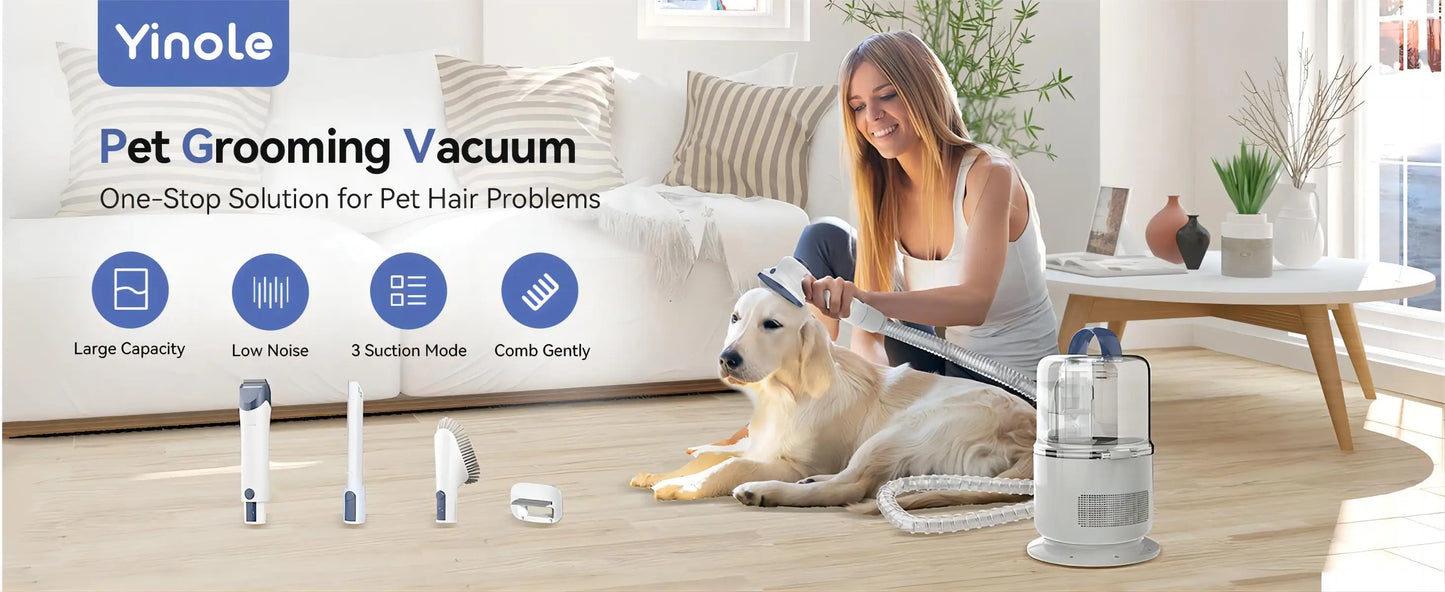 Yinole P50 Dog Grooming Vacuum, with Dog Clippers,Deshedding Grooming Tools,Cleaning Tools, 2.5L Large Cup, 12Kpa