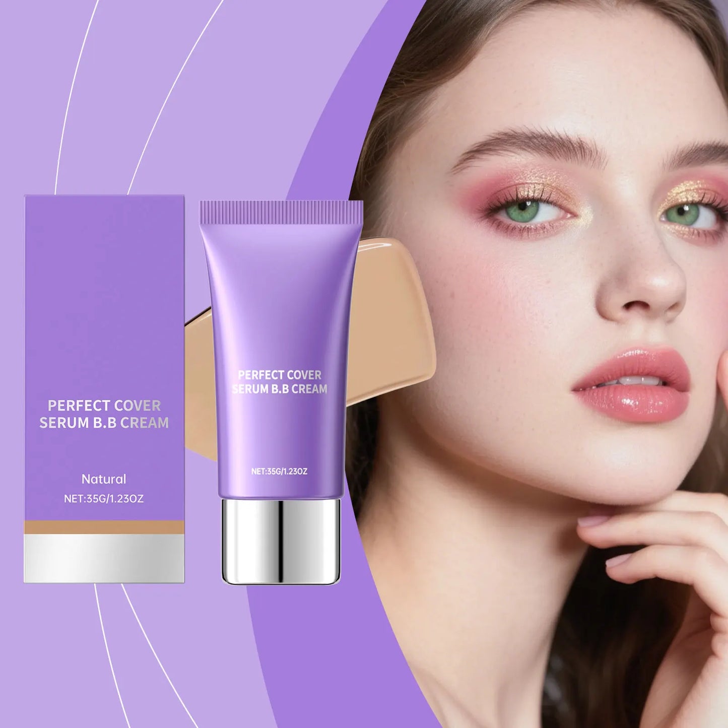 Women's Waterproof Long-Lasting BB Cream Natural Look Buildable Light Moisturizing Foundation Pore Minimizing Makeup Gift for Li