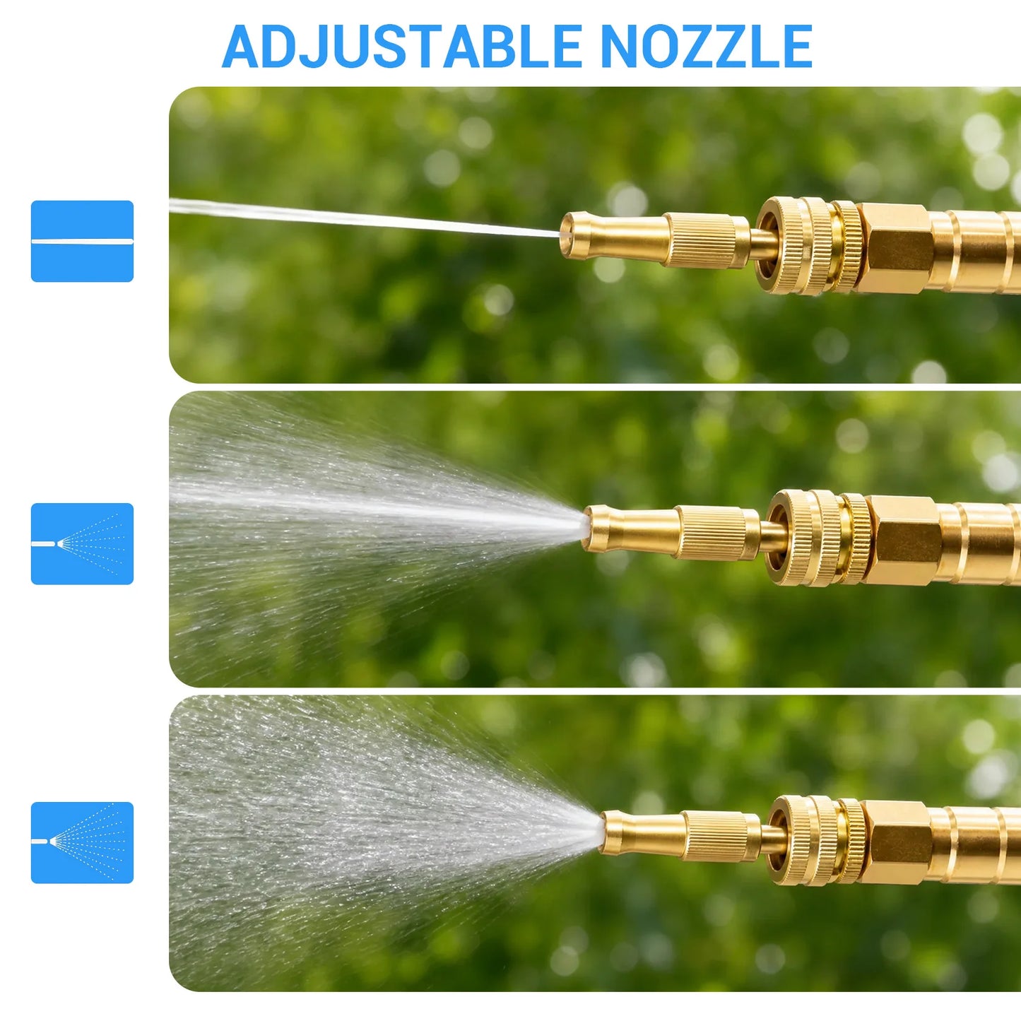 Heavy Duty Stainless Steel Garden Hose – Flexible Metal Water Hose – Kink Proof & Anti-Kink – Adjustable Brass Nozzle, Perfect for Lawn, Car Wash, Outdoor Irrigation, 25FT,50FT,75FT,100FT